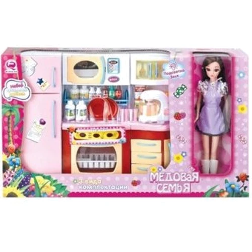 Детский игровой набор QunFengToys Кухня "Медовая семья" с куклой (29 см.