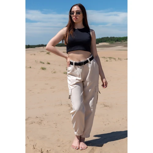 Брюки FLFashion Атом ЧБА 3501 46 бежевые: Вид Брюки