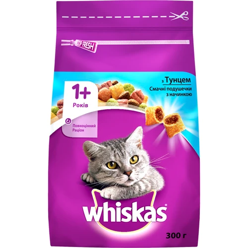 

Сухой корм для взрослых кошек Whiskas с тунцом 300г (5900951014093)