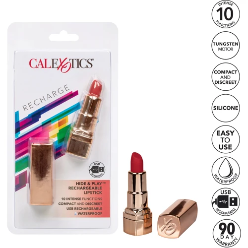 Вибратор в форме помады CalExotics Hide Play Lipstick Recharge, красный