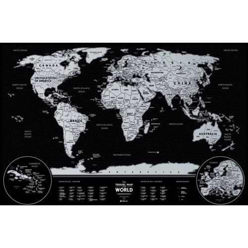 Скретч карта мира Travel Map Weekend Black World silver (WBWs)