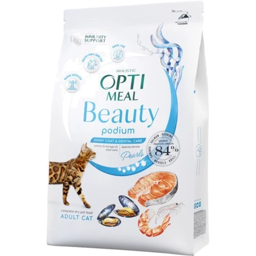 Сухой беззерновой корм Optimeal Beauty Podium Adult cats на основе морепродуктов 1.5 кг (4820215366885)