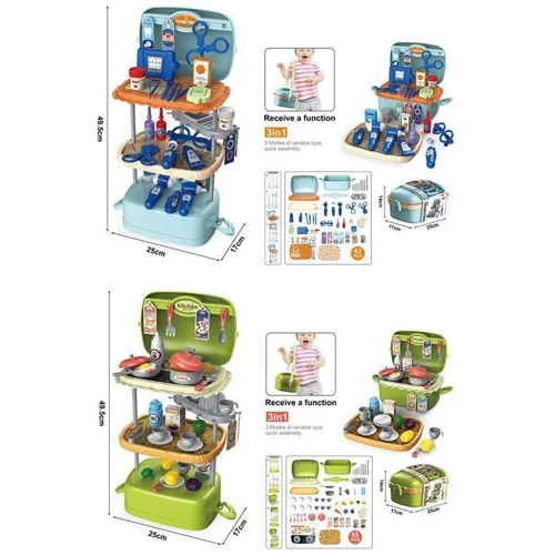 Ігровий набір Play Joyin Кухня Бургер, у валізі, 55 елементів (25743/25745)