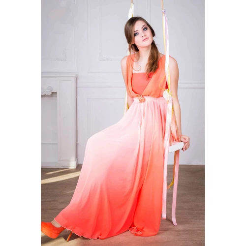 Платье Luzana Мираж 44-46 коралловое повседневное длинное макси