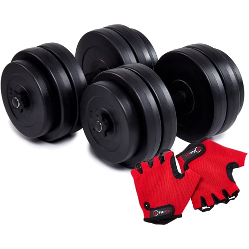 Гантель Iron Body бітумні 2x26 кг з рукавичками