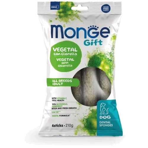 Лакомство для собак Monge Gift Dog Dental Star All breeds с хлорелой и перечной мятой (веган) 210 г (8009470085656)