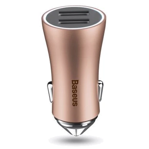 Зарядний пристрій Baseus USB Car Charger Golden 2xUSB 12W 2.4A Gold: Кількість USB-портів 2 USB