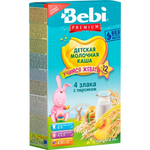 Каша молочна 4 злаку з персиком (3838471033589)
