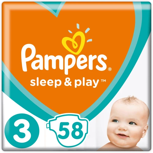 Подгузники Pampers Sleep & Play Midi Размер 3 (6-10 кг), 58 шт (4015400224211)