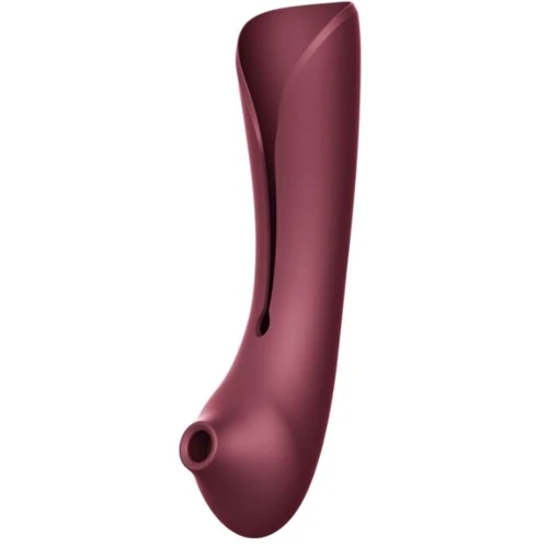 Смартвібратор 3в1 Zalo - Queen Wine Red, пульсуюча перлина та вакуум, кристал Swarovski