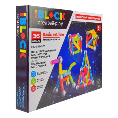 Магнитный конструктор Iblock 47 деталей (PL-921-366): Количество деталей, шт. 47
