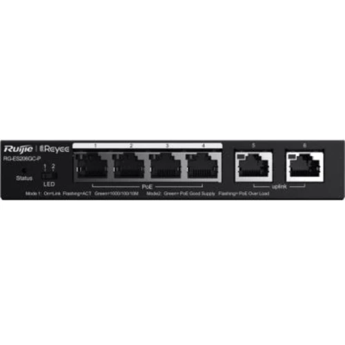 Сетевой коммутатор Ruijie Networks RG-ES206GC-P: Порты только Fast Ethernet (10/100)
