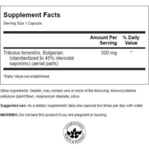 Бустер тестостерону Swanson Tribulus Terrestris Extract Трібулус террестріс 500 mg 60 capsules