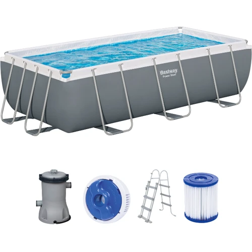 Бассейн Bestway каркасный прямоугольный 404-201-100 см (56442) (фильтр-насос, лестница, ремкомплект, в коробке, 59-165-38 см)