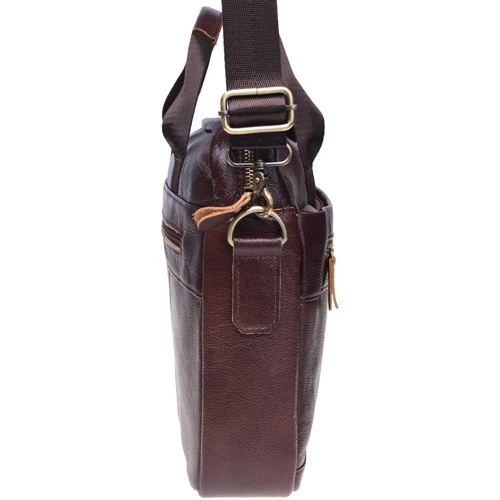 Мужская сумка мессенджер Borsa Leather коричневая (K11118-brown): Тип ручки Со съемным ремнем, Плечевой ремень, С двумя ручками, Короткая ручка