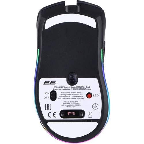 Мышь 2E Gaming MG350 Wireless/USB RGB Black (2E-MG350UB-WL): Длина кабеля 1.8