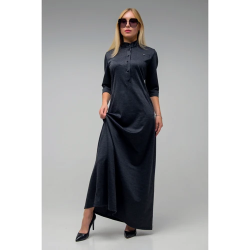 Платье FLFashion Антарес СПА2563 52 серое повседневное длинное макси: Состав Эластан, Полиэстер, Вискоза, Шерсть