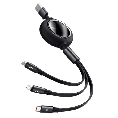 Кабель Baseus Cable USB-C to Micro USB/Lightning/Type-C Bright Mirror 2 Series 66W 1.1m Black (CAMJ010101): Тип USB-C - Lightning/microUSB/USB-C