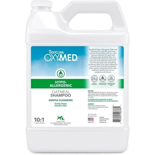 Шампунь Tropiclean OxyMed гипоаллергенный успокаивающий концентрат 1:10 для собак и котов 3.8 л (003361)