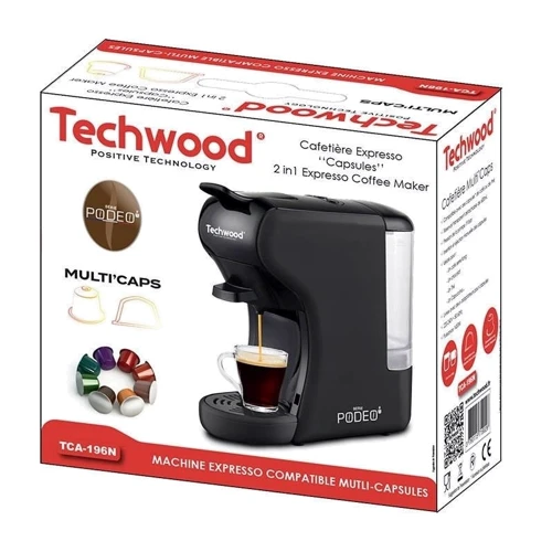 Кофеварка Techwood TCA-196N Black: Тип капсульная кофеварка эспрессо