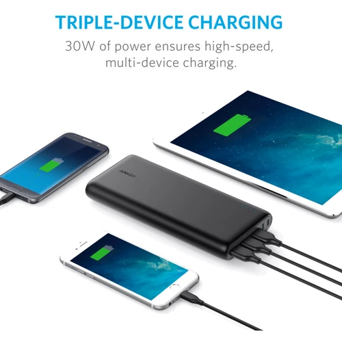 Внешний аккумулятор ANKER Power Bank PowerCore 26800mAh Black (A1277H11): Количество USB 3
