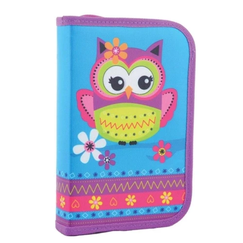 Пенал твердый одинарный с двумя клапанами Smart HP-04 Owl