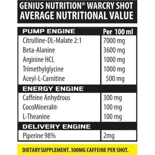 Предтренировочный комплекс Genius Nutrition Warcry Liquid Shot 100 ml / 1 serving / Cola: Тип Комплекс до тренировки