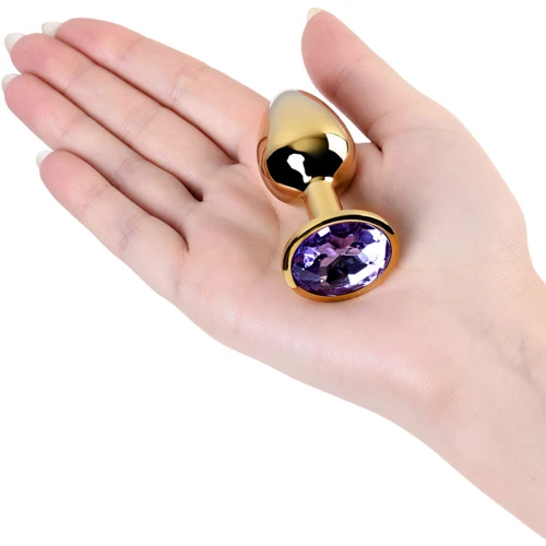 Анальная пробка с кристаллом Metal By Toyfa Gold anal plug amethyst