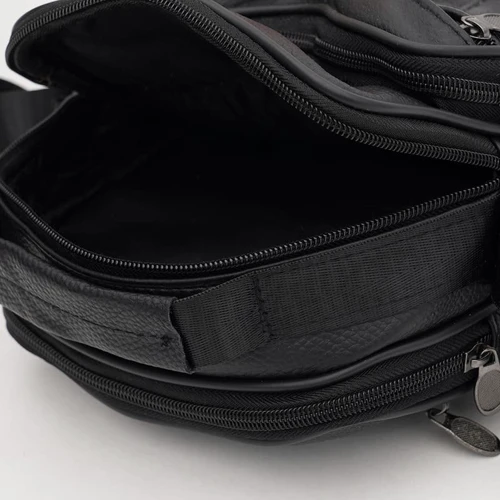 Мужская сумка через плечо Borsa Leather черная (K16683-3bl-black): Фактура Матовая, Зернистая