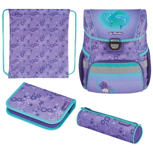 Ранец школьный укомплектованный Herlitz LOOP PLUS Dolphins Дельфины (50032457)