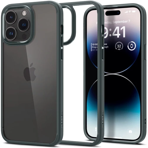Чехол для iPhone Spigen Ultra Hybrid Abyss Green (ACS06574) for iPhone 15 Pro Max: Материалы поликарбонат и полиуретан