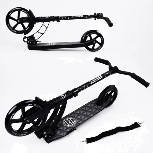 Двоколісний самокат Best Scooter з PU колесами, 1 амортизатором Black (00076): Кількість коліс 2