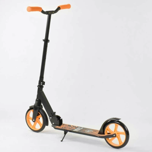 Самокат двоколісний Best Scooter "WOLF" з PU колесами, амортизатори Black / Orange (87742): Тип коліс литі