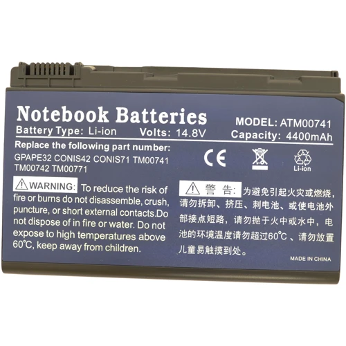 Батарея для ноутбука Acer TM00742 Extensa 5210 14.8V Black 4400mAh OEM (2902)