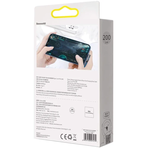 Кабель Baseus Cable USB-C to Lightning Legend Elbow 20W 2m Blue (CACS000303) фото 9