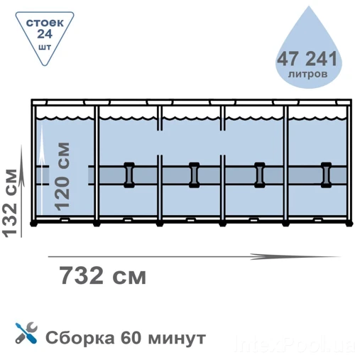 Басейн каркасний Intex 732х132 см 26340 фото 4