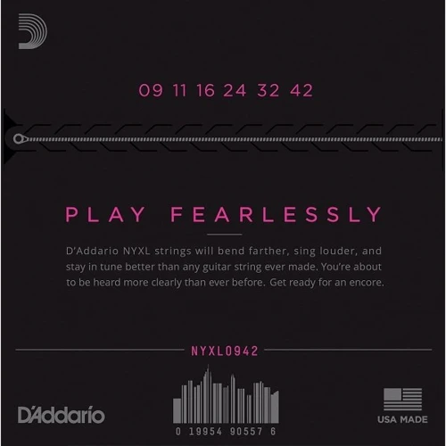 Струна для гитар Струны D`ADDARIO NYXL0942 NYXL SUPER LIGHT 09-42: Назначение Для электрогитары