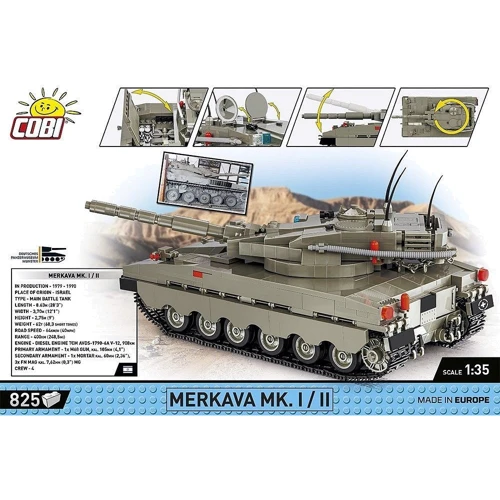 Конструктор COBI Танк Меркава Mk 1, 825 деталей: Кількість деталей, шт. 825