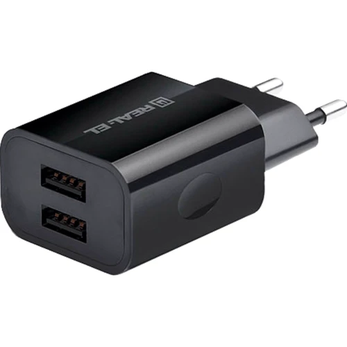 Зарядное устройство REAL-EL Wall Charger 2xUSB CH-210 black (EL123160014)