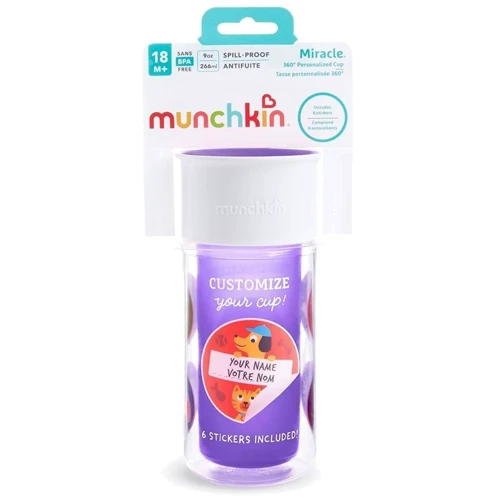 Чашка-непроливайка Munchkin Miracle 360 Insulated Sticker Фіолетова 266 мл (17407.04): Матеріал пластик