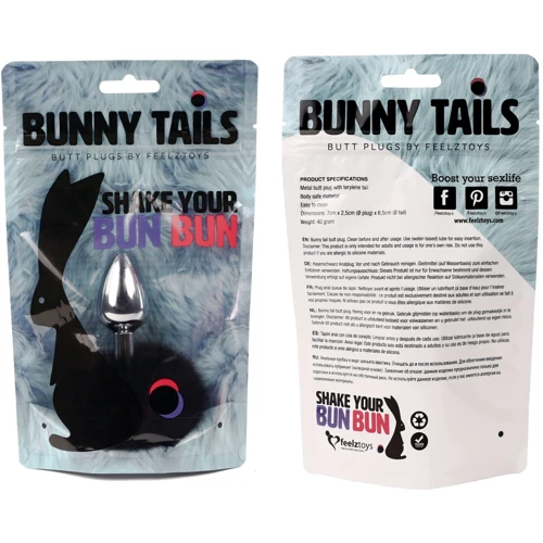 Анальная пробка FeelzToys - Bunny Tails Butt Plug Black
