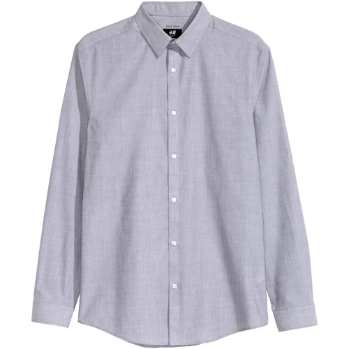Рубашка H&M 4005314 46 серая с длинным рукавом: Длина рукава Длинный