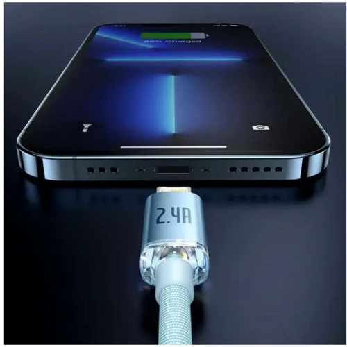 Кабель Baseus USB Cable to Lightning Crystal Shine Series 2.4A 1.2m Sky Blue (CAJY001103) фото 3