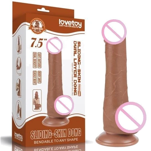 Фаллоимитатор LoveToy Sliding-Skin Dual Layer Dong 7.5" Brown