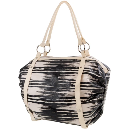 Женская сумка бочонок Laskara черно-белая (LK-10251-zebra)