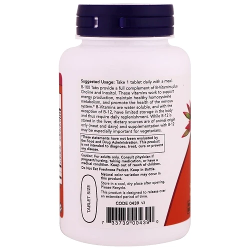 NOW Foods Vitamin B-100 S.R. 100 TABS Витамин B-100 замедленного высвобождения: Пол Унисекс
