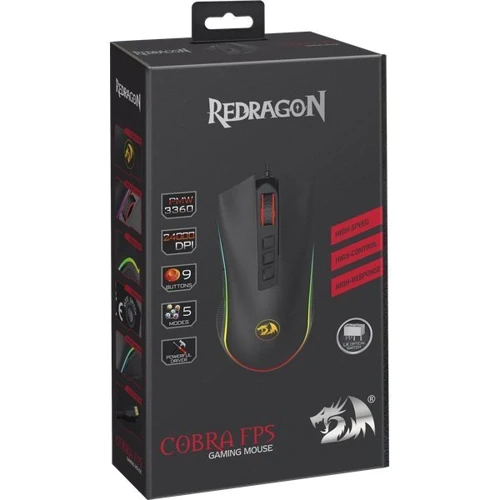 Мышь Redragon Cobra FPS RGB 9 (78284): Длина кабеля 1.8 м