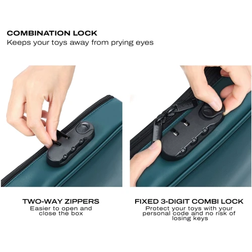 Кейс для игрушек Dorcel Discreet Вox Luxury Green, кодовый замок, 27×16×7,62 см