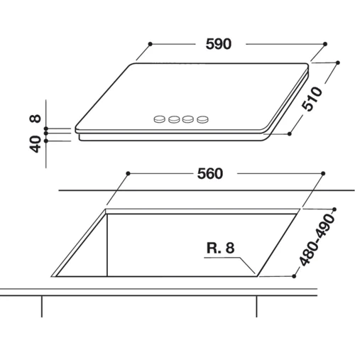 Варочная поверхность газовая Whirlpool GOA 6423/WH: Расположение панели спереди