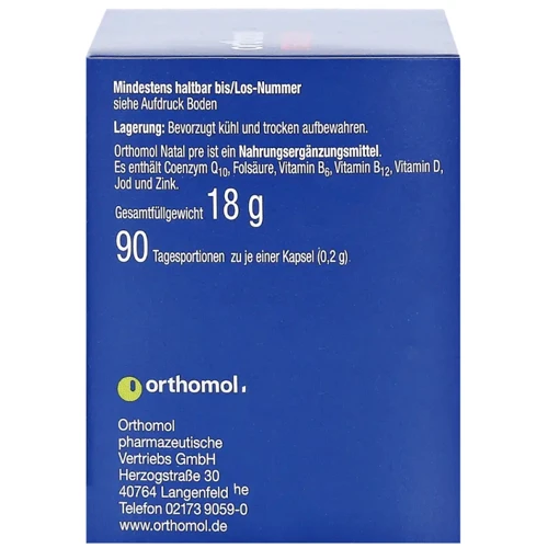 Orthomol Natal Pre Вітамінний комплекс для підготовки до зачаття дитини, під час вагітності та годування 90 капсул фото 3